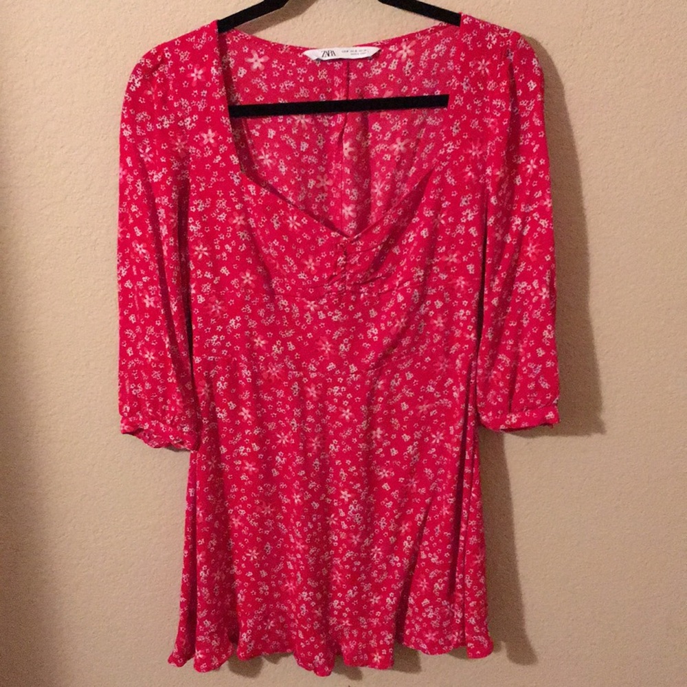 Zara Red Floral Mini Dress